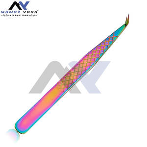Pinzas para Cejas y Pestañas Curvas y Puntiagudas con Logotipo Personalizado Gratuito, Multicolores, Profesionales, de Acero Inoxidable - Product Image 4