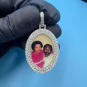 Colgante de Moissanita Hip Hop con Diseño Iced Out, Redondo, para Fotos de Recuerdo, Plata 925, Colgante Personalizado con Foto, Colgante de Plata 925 - Product Image 3