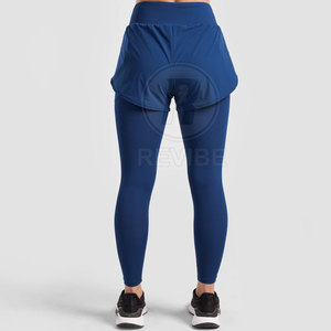 Nouveau design, leggings de yoga décontractés 2-en-1 en polyester et coton tricoté, taille mi-haute, séchage rapide et respirants, haute qualité - Product Image 4
