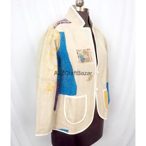 Indian Cotton Hand Block Print <b>Kantha</b> <b>Jackets</b> Patch Work Pure Cotton Women Winter <b>Jackets</b> - Product Image 3
