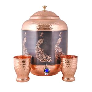 Dispensador de Bebidas de Cobre Puro Grabado de Lujo - Tanque de Bebidas con Diseño Floral Vintage - Jarra de Agua Metálica Decorativa Premium con Grifo - Product Image 5