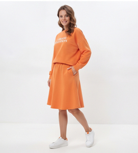 Women's A-Line Sweatshirt Loose Fit Drop Shoulder Fleece Print <b>Skirt</b> Set Casual 100% Cotton Comfortable Two Piece <b>Skirt</b> Set - Product Image 4