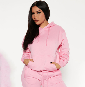 Conjunto de Sudadera con Capucha y Pantalones Deportivos para Mujer, de Alta Calidad, Personalizado, Transpirable, de Felpa de Algodón Blanco de 500 g/m² - Product Image 1