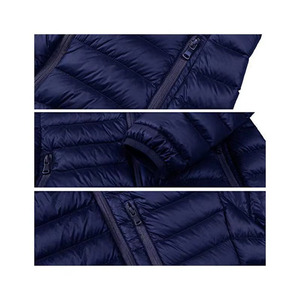 Chaqueta Acolchada Azul Marino Personalizada con Capucha, Ligera, para Invierno, con Bolsillo con Cremallera en el Pecho, Fabricación OEM, Prenda Exterior Premium - Product Image 5