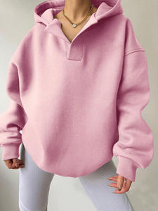 เสื้อสเวตเชิ้ตมีฮู้ดโอเวอร์ไซส์สำหรับผู้หญิง สีขาวล้วน ทรงหลวม ไหล่ตก แขนยาว ผ้าถัก ผ้าฝ้าย สไตล์ฤดูใบไม้ร่วง - Product Image 2