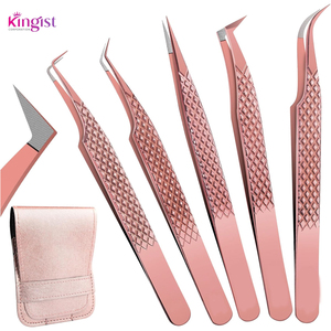 Set of 6 Eyelash Extension Tweezers Stainless Steel Lash Picking Remover and Lash Clip <b>Tool</b> for Professional and Home Use - Product Image 1