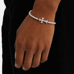 925 Sterling <b>Silver</b> Cross Tennis <b>Bracelet</b> Cubic Zirconia White Gold Plated Religious <b>Charm</b> <b>Bracelet</b> for Women - Product Image 1
