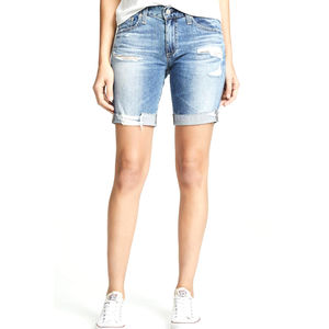 กางเกงยีนส์ขาสั้นทรงตรงสไตล์วินเทจปักลายสำหรับผู้หญิง ทรงหลวม ซักสีซีด เซ็กซี่  ไซส์ใหญ่ สวมใส่สบาย เหมาะกับฤดูร้อน มีกระเป๋า - Product Image 6