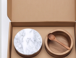 Bol à sel et sucre en bois de qualité supérieure avec couvercle en marbre et cuillère, outil pour herbes et épices, ustensiles de cuisine durables et essentiels - Product Image 6