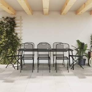 Conjunto de Comedor Plegable de 9 Piezas de Malla Metálica Antracita para Jardín - Product Image 1