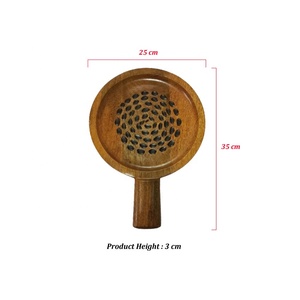 Bandejas decorativas de exhibición de alimentos de alta calidad, venta al por mayor, bandeja de servicio tallada a mano de madera de mango personalizable con asa para Pizza - Product Image 3