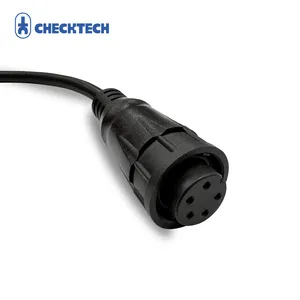 5pin Connector IP67 Female Jack Waterproof Extension Cables Black PVC Brass Solid Heating Insulated Copper Wire 50mm 250V 0.06kg