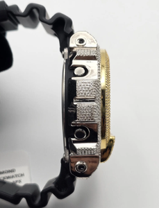 Reloj Analógico de Lujo Vintage de Acero Inoxidable Bicolor con Bisel de Diamantes Moissanite en Oro y Plata, Estilo Hip Hop - Product Image 2