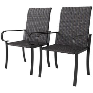 Sedie Impilabili e Pieghevoli in Rattan Ecologico per Giardino/Patio/Ristorante - Telaio in Metallo Impermeabile e Confortevole - Product Image 1