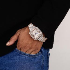 Relojes de Lujo con Diamantes Incrustados, Reloj de Diamantes Totalmente Incrustado, Caja Cuadrada Personalizada, Relojes Hip Hop Brillantes para Mujer - Product Image 4