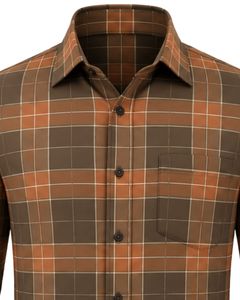 Chemise à carreaux marron rouille personnalisée pour homme, décontractée et habillée, à manches longues, boutonnée, en flanelle de coton, pour le bureau, chemise sur mesure pour homme - Product Image 5