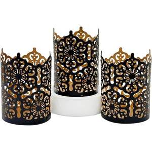 Farolillo Moderno de Metal Calado con Acabado Dorado para Velas de Té - Portavelas Geométrico Minimalista para Decoración de Interiores/Exteriores - Product Image 2