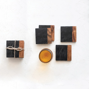 Sous-verres en bois et marbre, best-sellers, sous-verres en bois massif pour la maison, pour tasses et verres. - Product Image 5