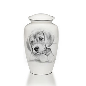 โกศบรรจุอัฐิสัตว์เลี้ยงแบบใหม่ ดีไซน์คลาสสิก สีขาวเงา สำหรับสุนัข ทำด้วยมือ - Product Image 4