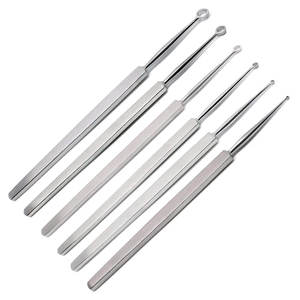 ชุดเครื่องมือผ่าตัดผิวหนัง Fox Dermal Curettes ขนาด 1 มม. ถึง 6 มม. 6 ชิ้น ทำจากสแตนเลส สำหรับหู คอ จมูก และผิวหนัง - Product Image 1