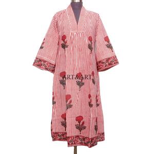 Vestido Maxi de Algodón para Mujer, Hermoso, Cómodo, Ecológico, Transpirable, Cuello en V, Manga Larga, Corte Holgado, Estampado Floral, Estilo Vintage - Product Image 1