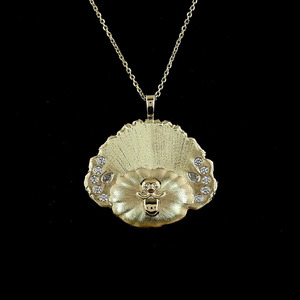 Collier pendentif en diamant de culture floral poire et rond, or 10K 14K 18K, argent 925 935, bijoux fins - Product Image 2
