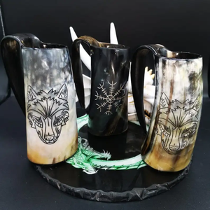 Taza de Cuerno de Búfalo Hecha a Mano con Diseño de Dragón Tallado, Forma Natural, Artículo Coleccionable con Temática Animal, Ecológica, Estilo Nórdico - Product Image 4