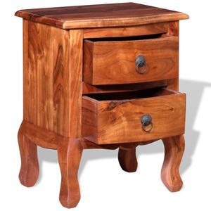 Set of 2 <b>Medium</b> <b>Brown</b> Solid Acacia Wood Nightstands - Product Image 6