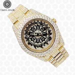 Reloj Charm_Jewells de Lujo con Diamantes en Oro Amarillo, Esfera Redonda de 40 mm, Movimiento de Cuarzo Analógico, Cierre Plegable, Unisex, a la Moda - Product Image 1