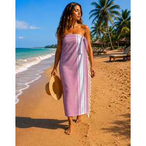 Serviette Kikoy de qualité supérieure 100% coton avec motif rayé teint en fil, collection premium 100% OEM, serviette Kikoy pour la plage. - Product Image 5