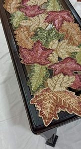 Camino de Mesa Bordado con Hojas de Otoño, Algodón Rústico, Decoración para el Hogar, Lavable a Mano - Product Image 5