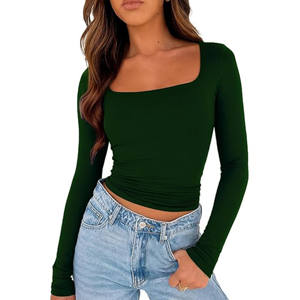 Débardeurs basiques à col carré sans manches double couche pour femmes - T-shirts ajustés - Vêtements décontractés d'été - Vente en gros - Product Image 5