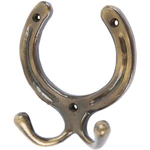 Compre al por mayor ganchos de pared de hierro fundido con forma de herradura, ganchos decorativos negros antiguos para abrigos, ganchos dobles para sombreros. - Product Image 4