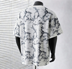 T-shirt ample pour homme effet marbre noir premium, broderie personnalisée, design sur mesure, style hip-hop streetwear - Product Image 2