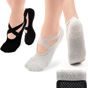 Non Slip Yoga <b>Socks</b> For Women With Grip Sole Cotton Bamboo Fiber No Show Anti Slip Indoor Sports Barre Pilates <b>Socks</b> - Product Image 1