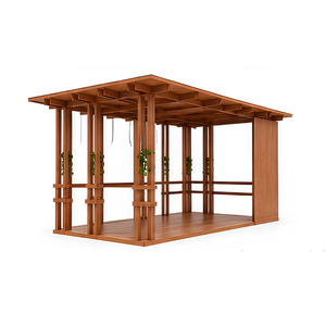 Pérgola Moderna de Madera de Teca Sólida para Exteriores con Jardinera, Gazebo de Lujo para Jardín, Patio, Resort, Villa, Refugio para Patio Trasero - Product Image 6