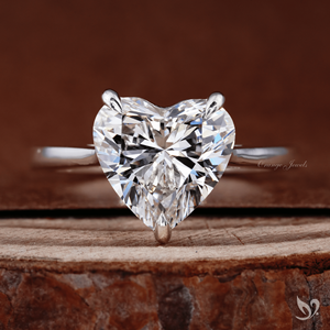 Bague de fiançailles et de mariage solitaire en diamant de laboratoire de luxe en forme de cœur, 3 carats, or blanc 10 carats, haute qualité - Product Image 1