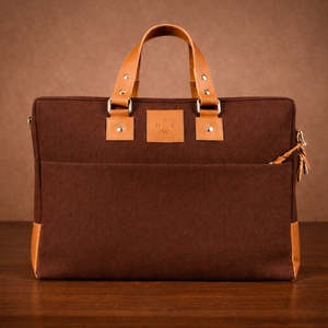 Porte-documents classique en toile pour ordinateur portable, couleur marron, sac de bureau professionnel durable avec poignées en cuir et bandoulière - Product Image 5