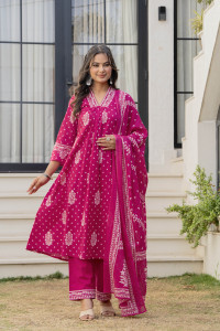 Indian Style <b>Women</b> Pink <b>Kurta</b> Set with Dupatta – Casual & Party Wear - Product Image 2