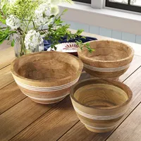 Ensemble de bols de service modernes en bois d'acacia faits à la main 8" 10" 12" pour les fêtes et la maison
