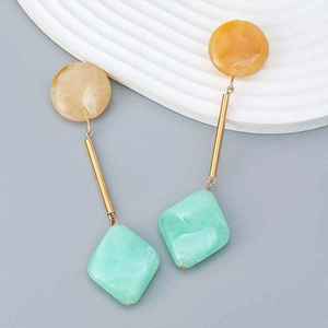 Pendientes Geométricos de Resina de Moda para Chicas, Pendientes Largos Redondos y Cuadrados de Resina, Joyería de Moda, Artesanía de Resina - Product Image 1