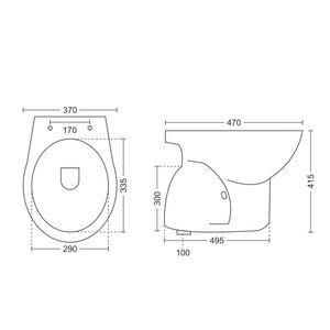 Inodoro suspendido de lujo moderno con forma de estela, 470x370x415mm, cerámica sanitaria, para uso comercial en baños. - Product Image 2