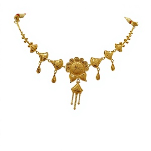 Collar de Oro Sólido de 22K para Mujer, 5-7 Gramos, Ligero, Oro Amarillo, Diseño Floral, Estilo Indio, Joyería Tradicional para Bodas - Product Image 2