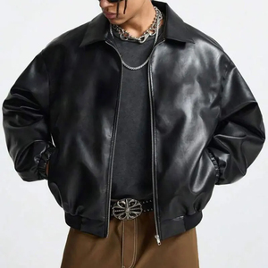 High Quality Custom Black Genuine Leather Letterman Varsity <b>Jacket</b> for Men Fashionable Chenille <b>Patches</b> Embroidery Coat - Product Image 3