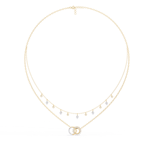 Collier double couche en diamant éclatant pour femme, avec des motifs géométriques d'inspiration céleste, idéal pour les mariages, les soirées et les occasions spéciales - Product Image 3