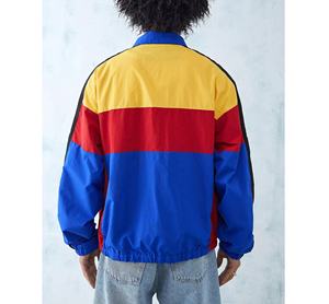 Veste décontractée à fermeture éclair coupe-vent avec logo sur le devant, motif uni avec broderie, veste d'été unie teinte en fil continu coupe-vent - Product Image 2