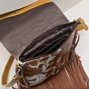 Hair On Hide Fur Leather Estilo occidental Boot Stich Nuevo diseñador Fringe Bag Bolso Sling Bag Bohemian Women's Multi Usos Bolso - Product Image 3