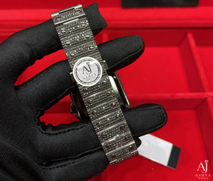 Montre mécanique automatique en acier inoxydable, cadran carré, incrustation de diamants, style bijou, bracelet 20 mm, analogique, pour cadeau et présentation - Product Image 6