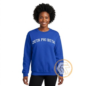 เสื้อสเวตเชิ้ตคอกลมปักลายตามสั่งสำหรับสตรีชมรม Zeta Phi Beta ฤดูหนาว สีพื้น ย้อมสี ผลิตโดย Greek Treasures Wholesale - Product Image 1