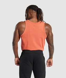 Débardeur Orange Sans Manches pour Homme, Col Rond, Tricoté Uni, Décontracté, pour Entraînement et Fitness – Vente en Gros - Product Image 3